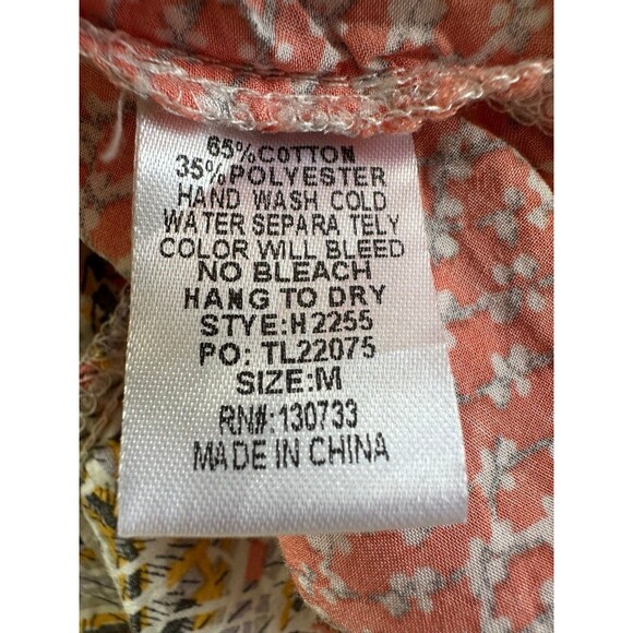 Umgee Bohemian Mix Print Semi Sheer Spaghetti Strap Swing Shark Bite Tank Top M - Picture 5 of 5